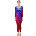 Multicolor Light Beam Line Rainbow Red Blue Orange Gold Purple Pink Long Sleeve Catsuit View1