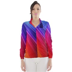 Multicolor Light Beam Line Rainbow Red Blue Orange Gold Purple Pink Wind Breaker (women) by Mariart