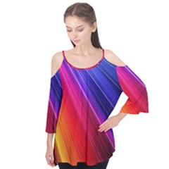 Multicolor Light Beam Line Rainbow Red Blue Orange Gold Purple Pink Flutter Tees