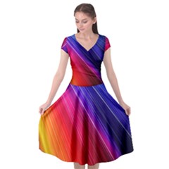 Multicolor Light Beam Line Rainbow Red Blue Orange Gold Purple Pink Cap Sleeve Wrap Front Dress by Mariart