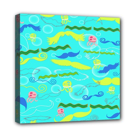 Mustache Jellyfish Blue Water Sea Beack Swim Blue Mini Canvas 8  X 8 