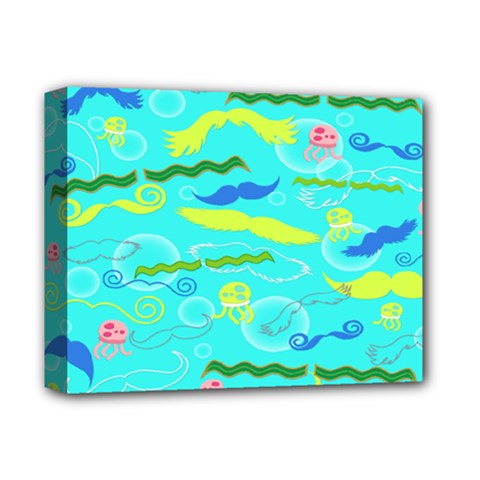 Mustache Jellyfish Blue Water Sea Beack Swim Blue Deluxe Canvas 14  X 11  by Mariart