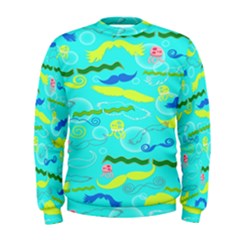 Mustache Jellyfish Blue Water Sea Beack Swim Blue Men s Sweatshirt by Mariart