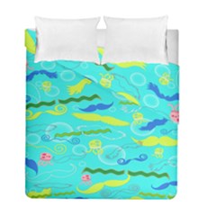 Mustache Jellyfish Blue Water Sea Beack Swim Blue Duvet Cover Double Side (full/ Double Size) by Mariart