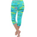 Mustache Jellyfish Blue Water Sea Beack Swim Blue Capri Yoga Leggings View4