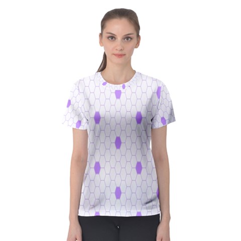 Purple White Hexagon Dots Women s Sport Mesh Tee by Mariart