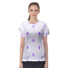 Purple White Hexagon Dots Women s Sport Mesh Tee