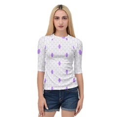 Purple White Hexagon Dots Quarter Sleeve Tee