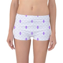 Purple White Hexagon Dots Boyleg Bikini Bottoms