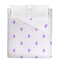 Purple White Hexagon Dots Duvet Cover Double Side (full/ Double Size) by Mariart