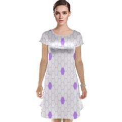 Purple White Hexagon Dots Cap Sleeve Nightdress by Mariart