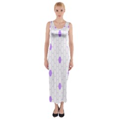 Purple White Hexagon Dots Fitted Maxi Dress by Mariart