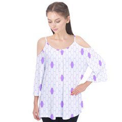 Purple White Hexagon Dots Flutter Tees