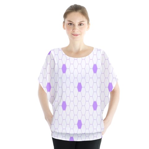 Purple White Hexagon Dots Blouse by Mariart