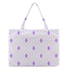 Purple White Hexagon Dots Medium Zipper Tote Bag by Mariart