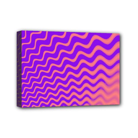 Original Resolution Wave Waves Chevron Pink Purple Mini Canvas 7  X 5 