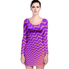 Original Resolution Wave Waves Chevron Pink Purple Long Sleeve Velvet Bodycon Dress