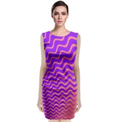 Original Resolution Wave Waves Chevron Pink Purple Sleeveless Velvet Midi Dress by Mariart