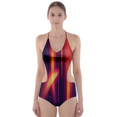 Perfection Graphic Colorful Lines Cut-out One Piece Swimsuit by Mariart