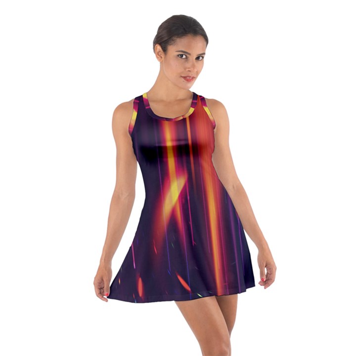 Perfection Graphic Colorful Lines Cotton Racerback Dress