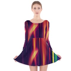 Perfection Graphic Colorful Lines Long Sleeve Velvet Skater Dress by Mariart