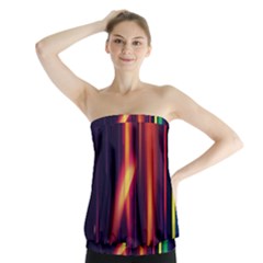 Perfection Graphic Colorful Lines Strapless Top