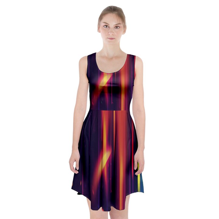 Perfection Graphic Colorful Lines Racerback Midi Dress