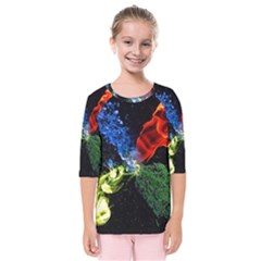 Perfect Amoled Screens Fire Water Leaf Sun Kids  Quarter Sleeve Raglan Tee