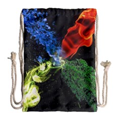 Perfect Amoled Screens Fire Water Leaf Sun Drawstring Bag (large) by Mariart