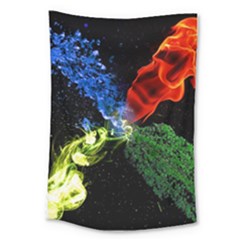 Perfect Amoled Screens Fire Water Leaf Sun Large Tapestry by Mariart