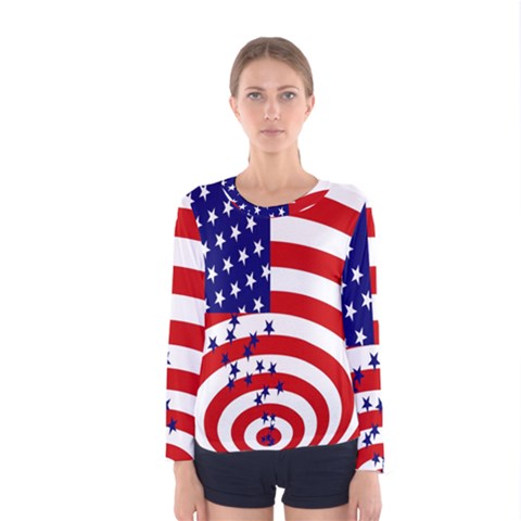 Star Line Hole Red Blue Women s Long Sleeve Tee by Mariart