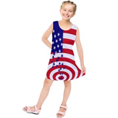 Star Line Hole Red Blue Kids  Tunic Dress