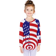 Star Line Hole Red Blue Kids  Long Sleeve Tee