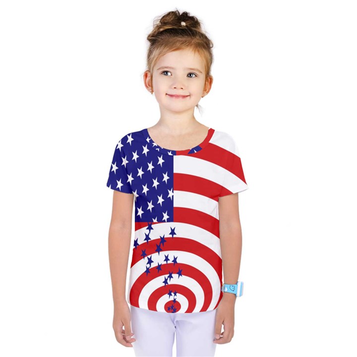 Star Line Hole Red Blue Kids  One Piece Tee