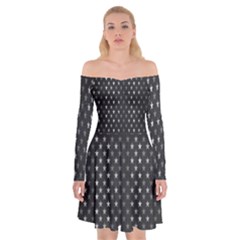 Rabstol Net Black White Space Light Off Shoulder Skater Dress