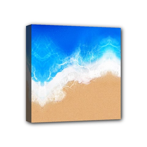 Sand Beach Water Sea Blue Brown Waves Wave Mini Canvas 4  X 4  by Mariart