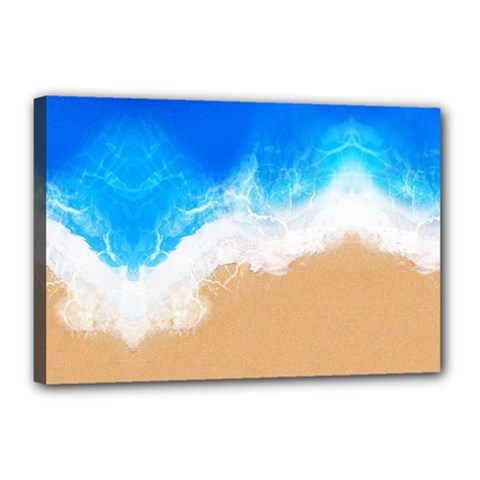 Sand Beach Water Sea Blue Brown Waves Wave Canvas 18  X 12  by Mariart