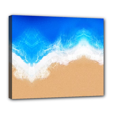 Sand Beach Water Sea Blue Brown Waves Wave Deluxe Canvas 24  X 20   by Mariart