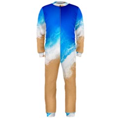 Sand Beach Water Sea Blue Brown Waves Wave Onepiece Jumpsuit (men) 