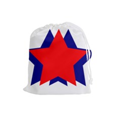 Stars Red Blue Drawstring Pouches (large) 