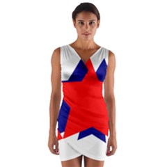 Stars Red Blue Wrap Front Bodycon Dress