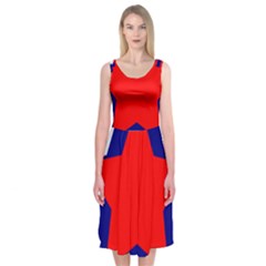 Stars Red Blue Midi Sleeveless Dress by Mariart