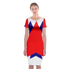 Stars Red Blue Classic Short Sleeve Midi Dress