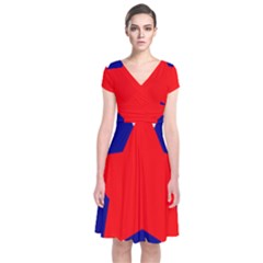 Stars Red Blue Short Sleeve Front Wrap Dress by Mariart