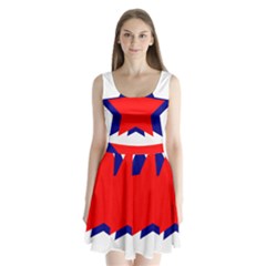 Stars Red Blue Split Back Mini Dress  by Mariart