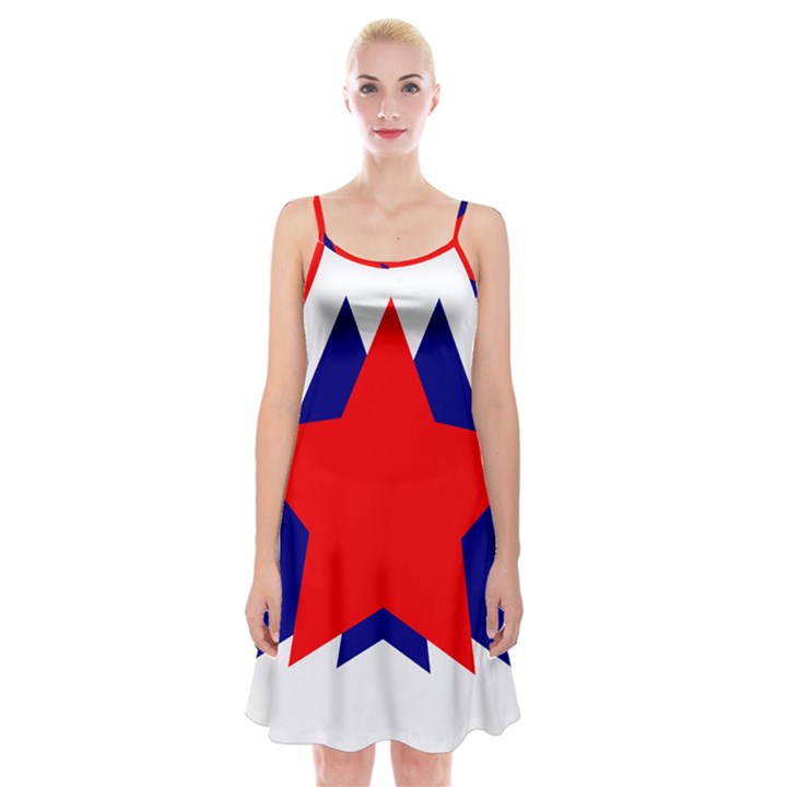 Stars Red Blue Spaghetti Strap Velvet Dress