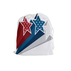 Star Red Blue White Line Space Drawstring Pouches (large)  by Mariart