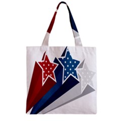 Star Red Blue White Line Space Zipper Grocery Tote Bag by Mariart