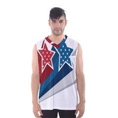 Star Red Blue White Line Space Men s Basketball Tank Top