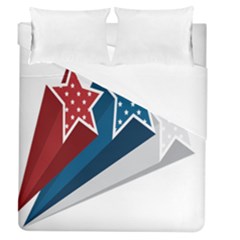 Star Red Blue White Line Space Duvet Cover (queen Size) by Mariart